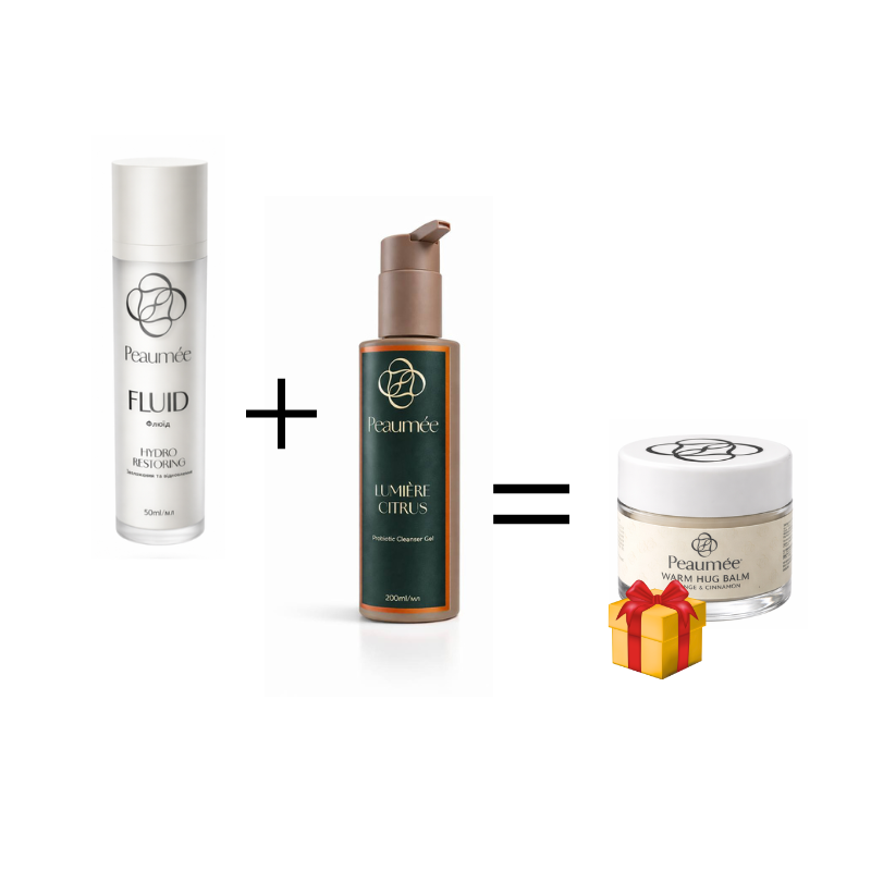 Fluid Hydro Restoring + Lumière Citrus Probiotic Cleanser Gel 🎁 У подарунок: Warm Hug Balm Orange & Cinnamon